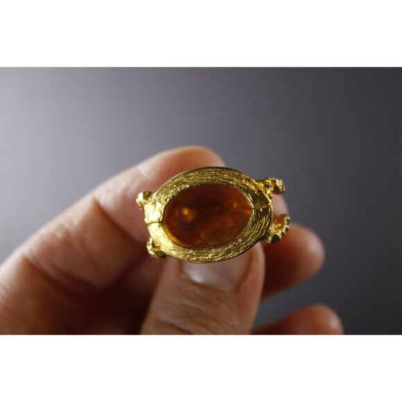 Vintage yellow glass Medusa intaglio fob, gentlemans watch fob - Picture 6 of 9